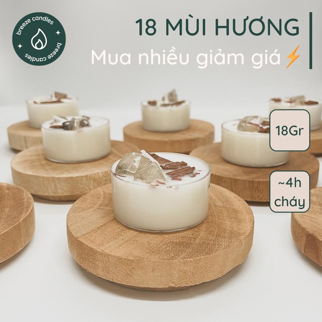 Combo 5 viên nến thơm hoa khô thiên nhiên đính đá, vỏ gỗ... TEALIGHT - 18gr (~4 giờ đốt)