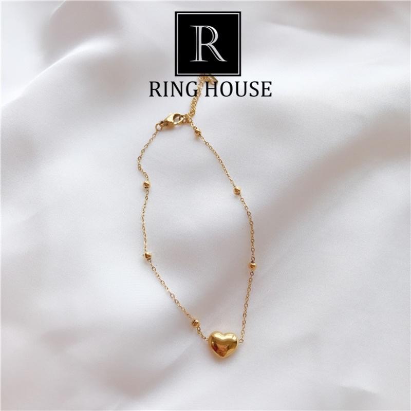 Lắc Chân Nữ Titan Vàng Gold Không Đen Gỉ Trái Tim Đẹp