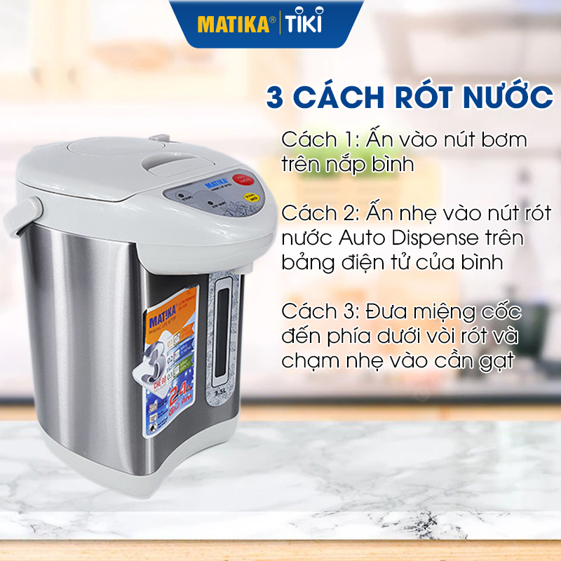 Bình thủy điện Matika MTK-8135 (3,5L) chức năng đun sôi và giữ ấm thông minh ( Hàng chính hãng)