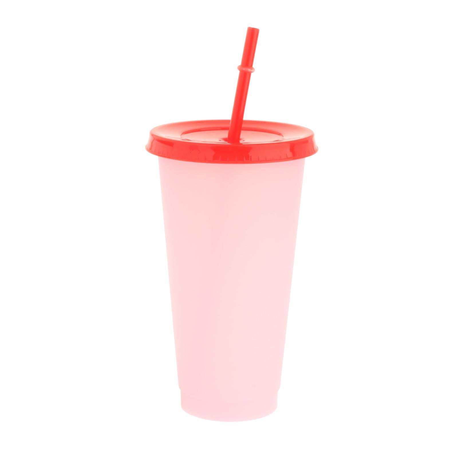 Color Changing Cups with Lids and Straws for Adults - 5 Reusable Tumblers with Lids and Straws in Bright Colors, Plastic Iced Coffee Cup