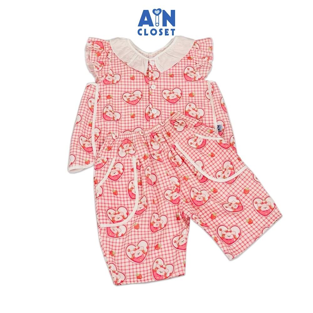 Bộ quần áo Lửng bé gái họa tiết Cún Tim Hồng Cotton - AICDBGPH62HZ - AIN Closet