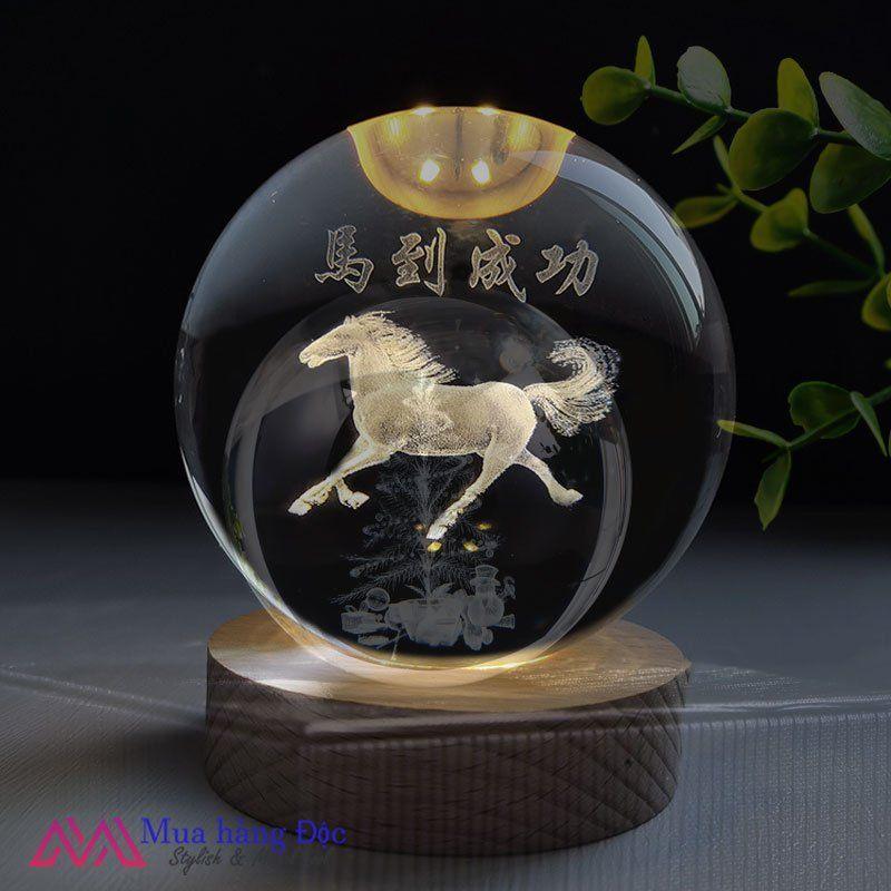 Bộ quả cầu quà tặng quả cầu pha lê 3D Mã Đáo Thành Công