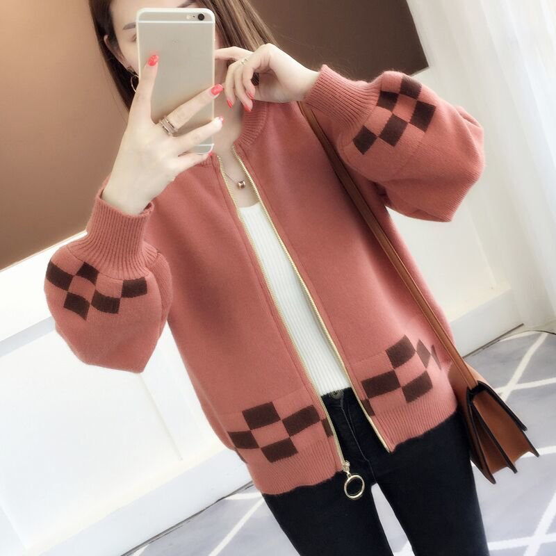 Áo cardigan len nữ dáng ngắn phong cách Hàn Quốc khóa kéo, chất len mềm mại
