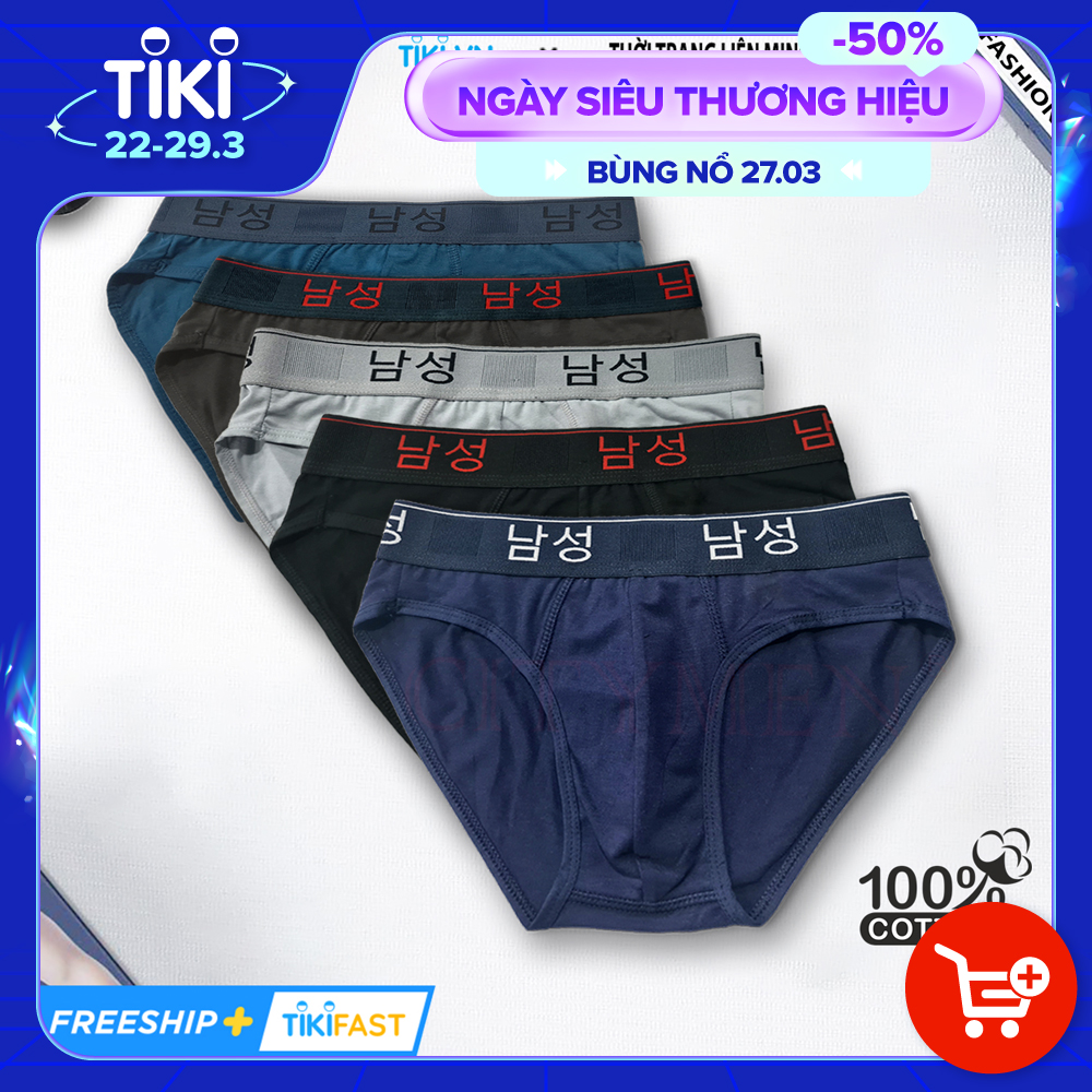 Hộp 5 Quần Lót Nam lưng Hàn Quốc hiệu CITYMEN vải cotton co giãn 4 chiều cao cấp, sịp nam - LMTK-HANAC