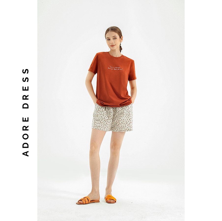 Set mặc nhà home áo phông quần short thô cam cháy 311HO4006 ADORE DRESS