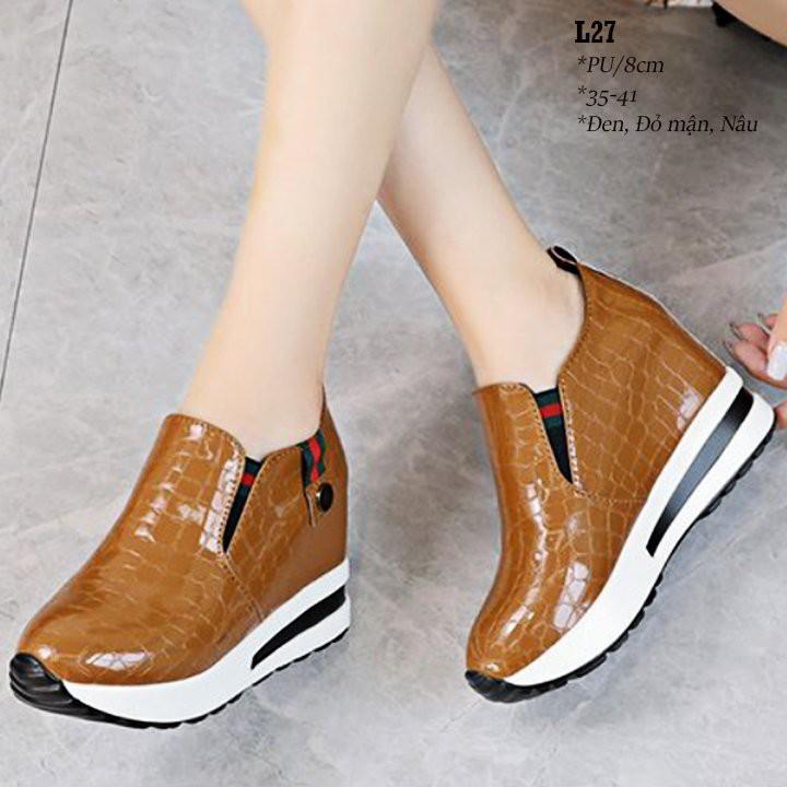 Giày Slipon họa tiết da cá sấu đế 8cm L27