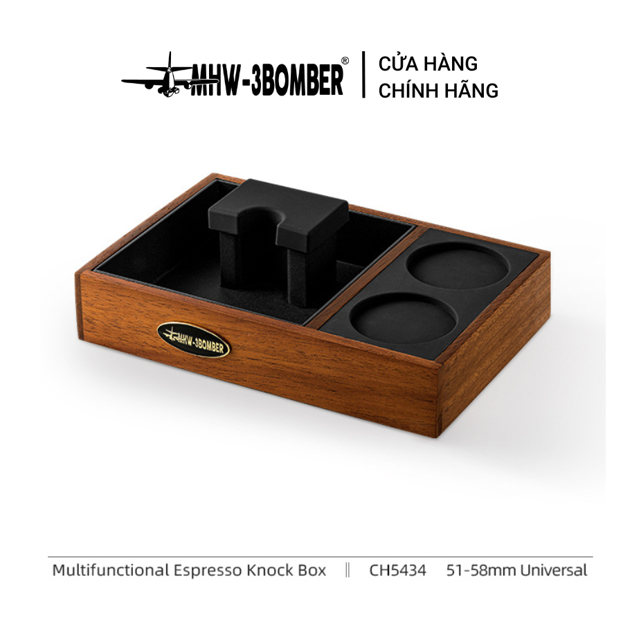 Kệ Đập Bã Cà Phê Đa Chức Năng 51-58mm MHW-3BOMBER  MULTIFUNCTIONAL ESPRESSO KNOCK BOX 51-58MM UNIVERSAL