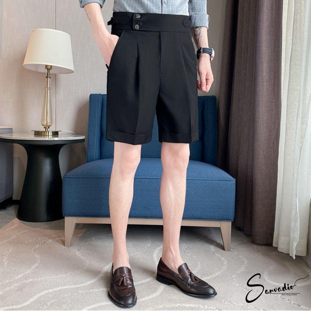 Quần Short Nam Sidetab SANVADIO Quần Tây Ống Ngắn Đứng Form Không Bai - Không Xù Thời Trang Hàn Quốc QS377