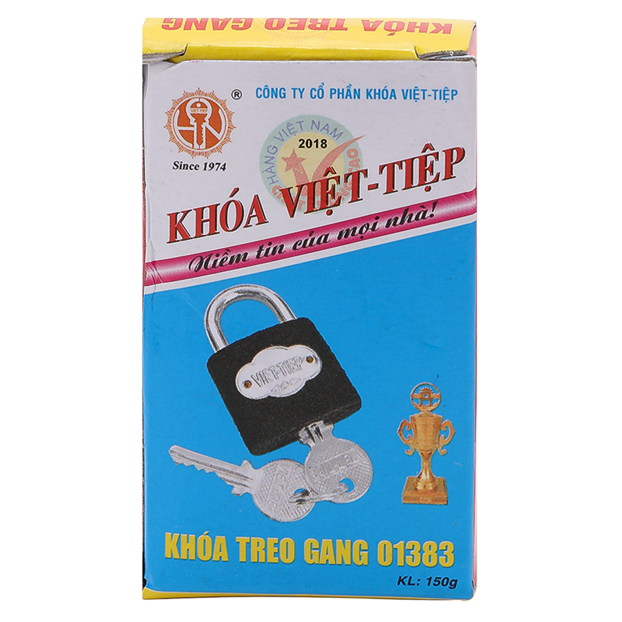 Ổ Khoá Việt Tiệp Hợp Kim Gang 61 x 38 Ống Phi 6 (Khoá Bấm)