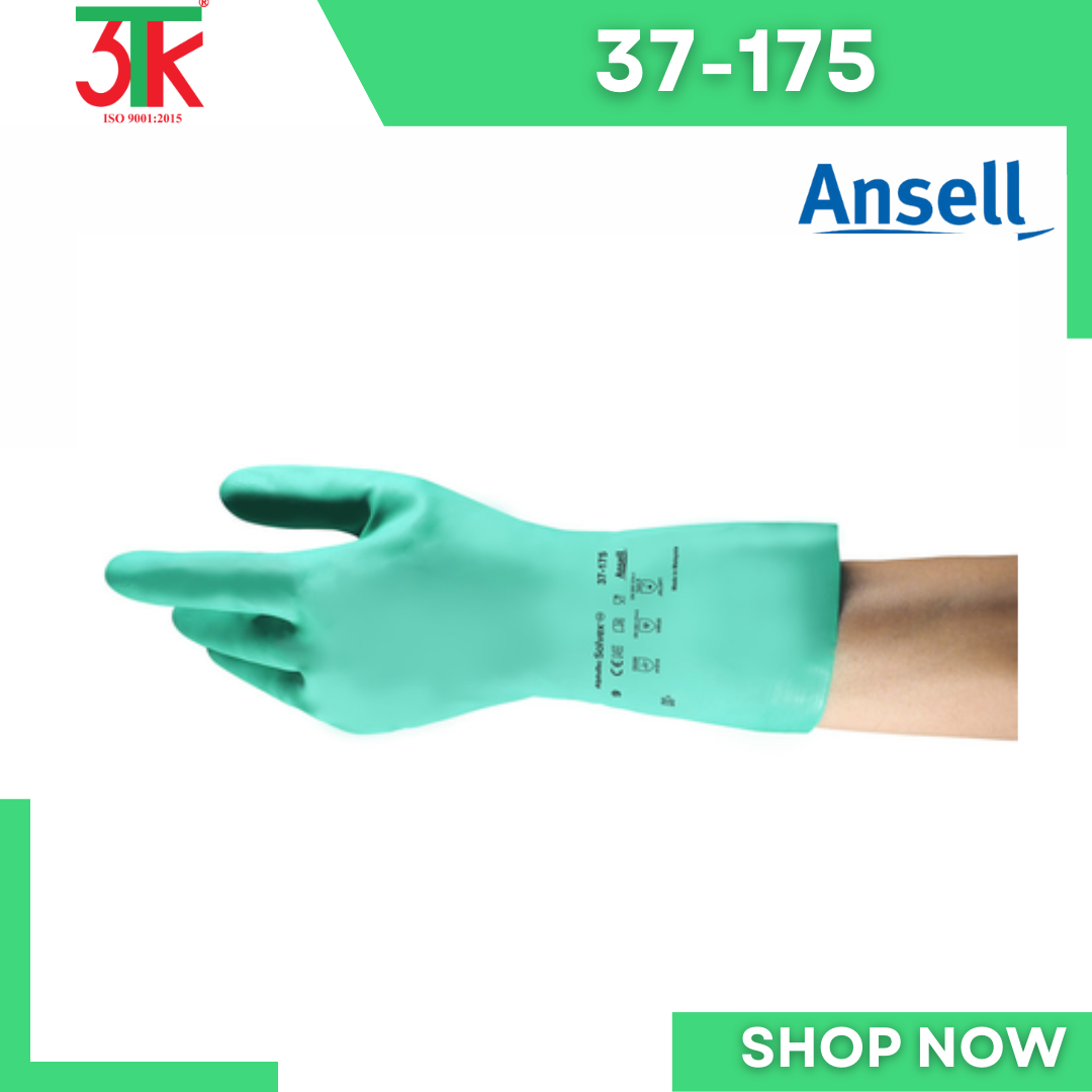 Găng tay cao su Nitrile Ansell 37-175 chống hóa chất , chống dầu , chống nước, lót cotton thấm hút mồ hôi tốt