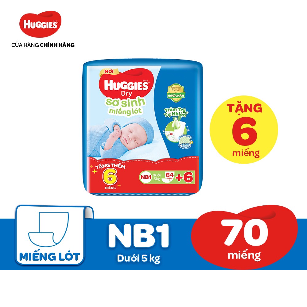 Miếng lót sơ sinh Huggies NB1 64 miếng - HSD luôn mới