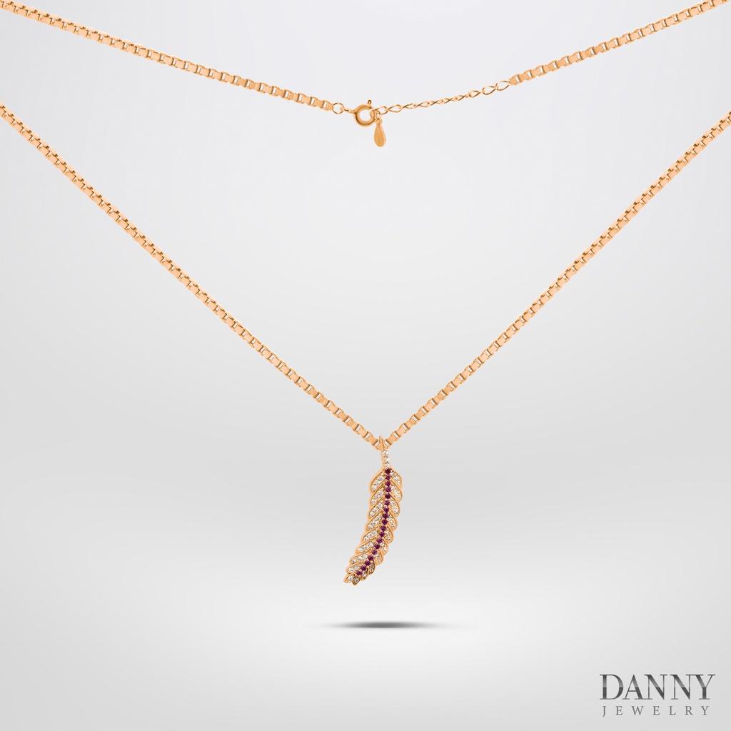 Dây Chuyền Có Mặt Danny Jewelry Bạc 925 Xi Vàng Hồng/Rhodium Lông Vũ Đính Đá CZ DM049