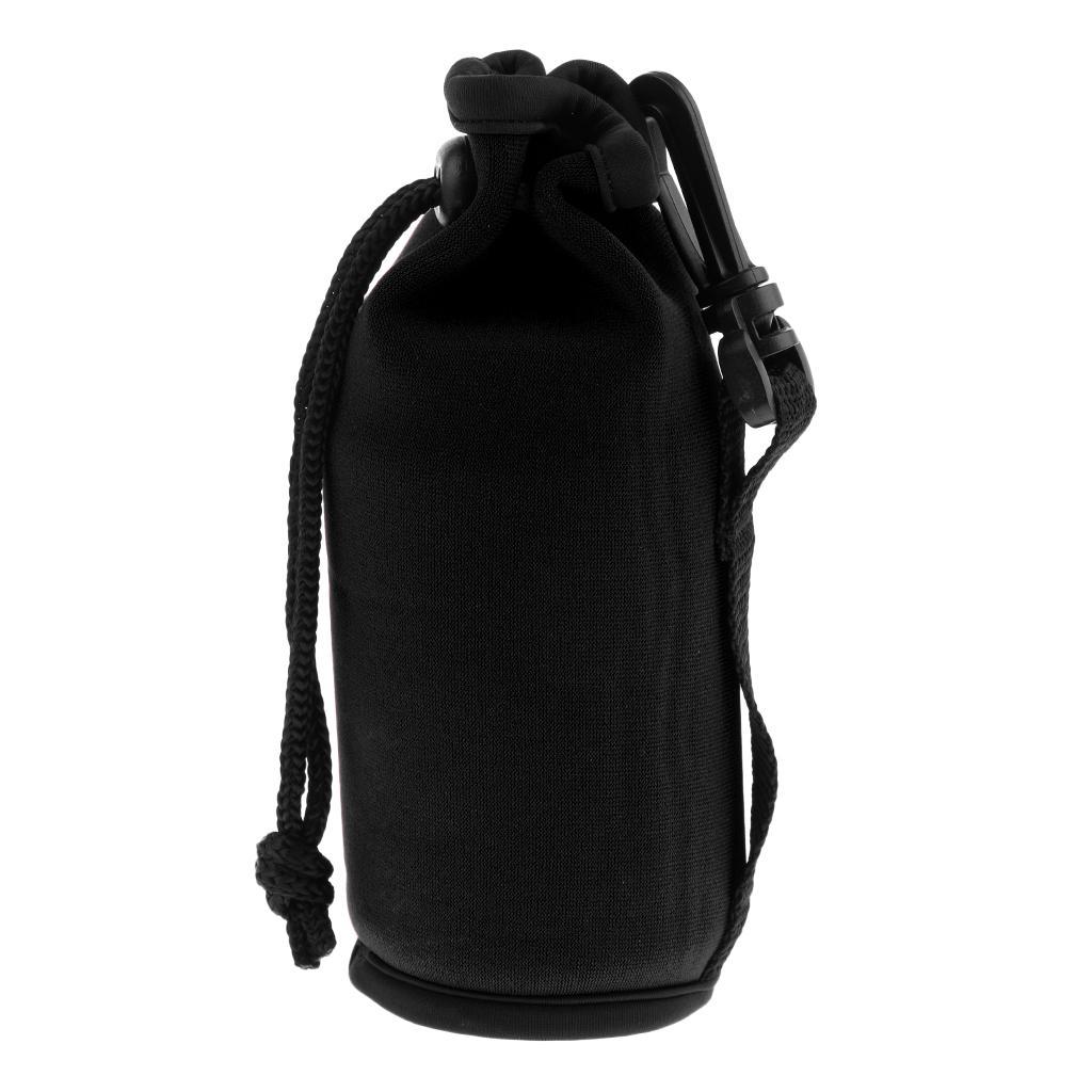 2pcs Black & Grey Neoprene Insulated 500ml Sports Drink Water Bottle Cover Sleeve Holder with Drawstring & Clip 175 x 64mm
