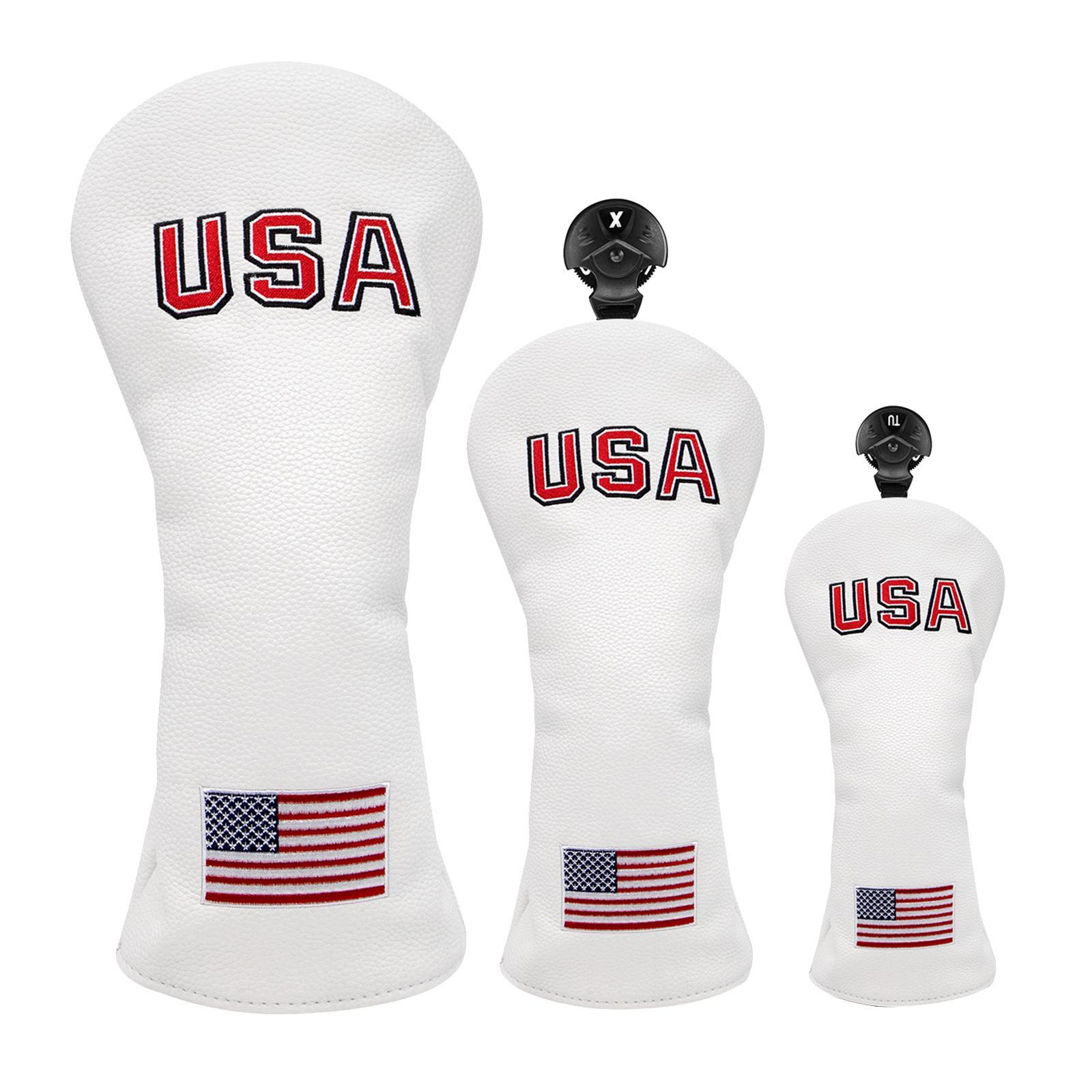 3pcs Golf Head Cover with Number Tags Headcover Guard for Driver Fairway Wood