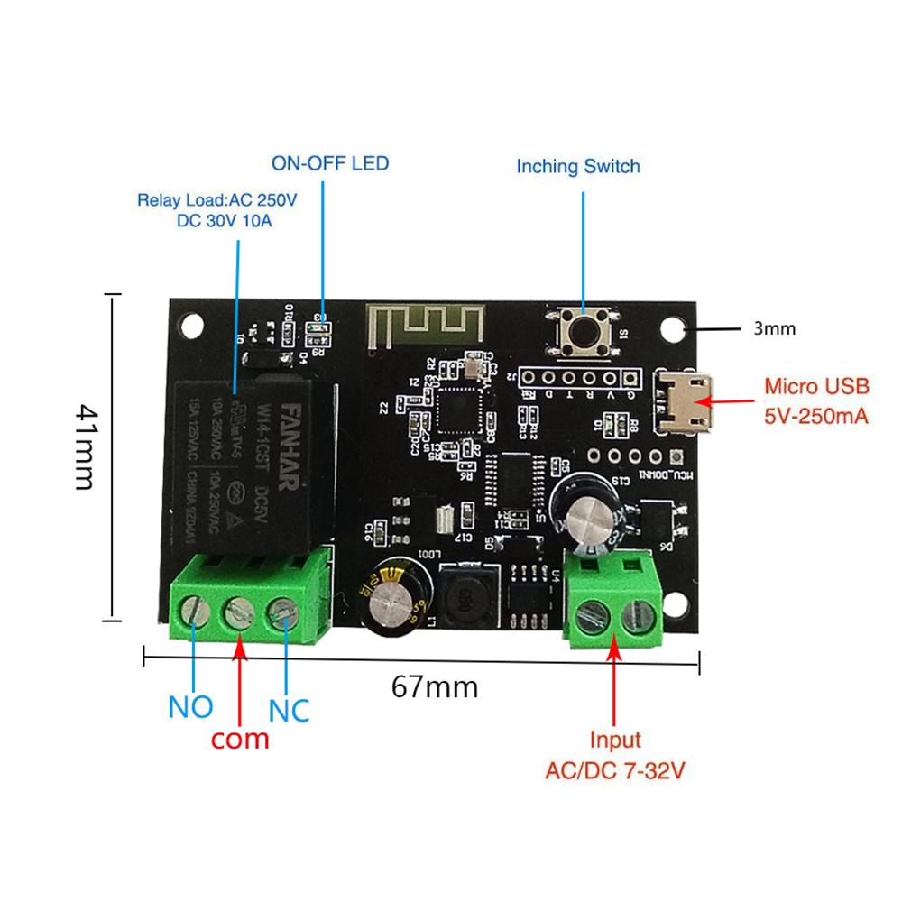 XMô-đun chuyển mạch không dây kết nối wifi DC5V 12V 24V 32V, điều khiển từ xa