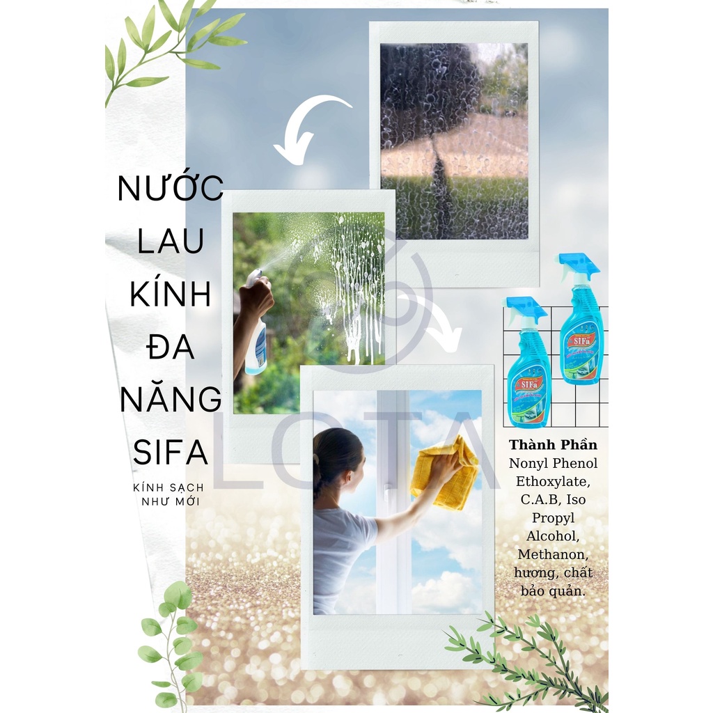 NƯỚC RỬA KÍNH SIFA 650ML, bình xịt tẩy rửa đa năng, vệ sinh nội thất nhà cửa bếp phòng tắm, lau chùi sạch hàng tốt rẻ
