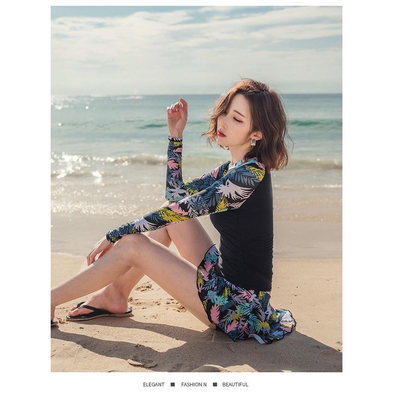 Đồ bơi nữ 2 mảnh dài tay thể thao kín đáo, áo tắm dáng váy che bụng mã SB0970 SAVVY long sleeve swimsuit