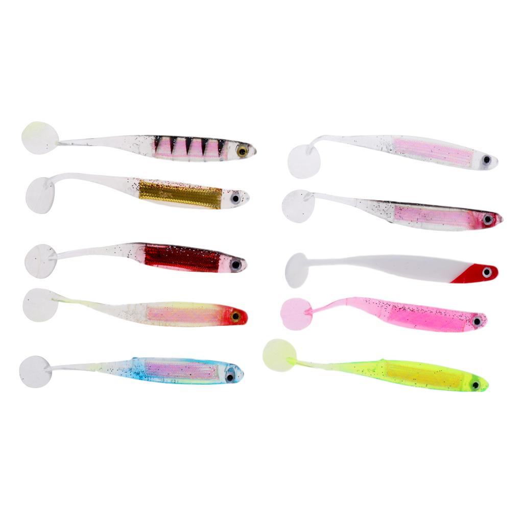 10Pcs/Bag T Tail Soft Baits Fishing Lures Kit Worms Lures Swimbait 10cm/5g