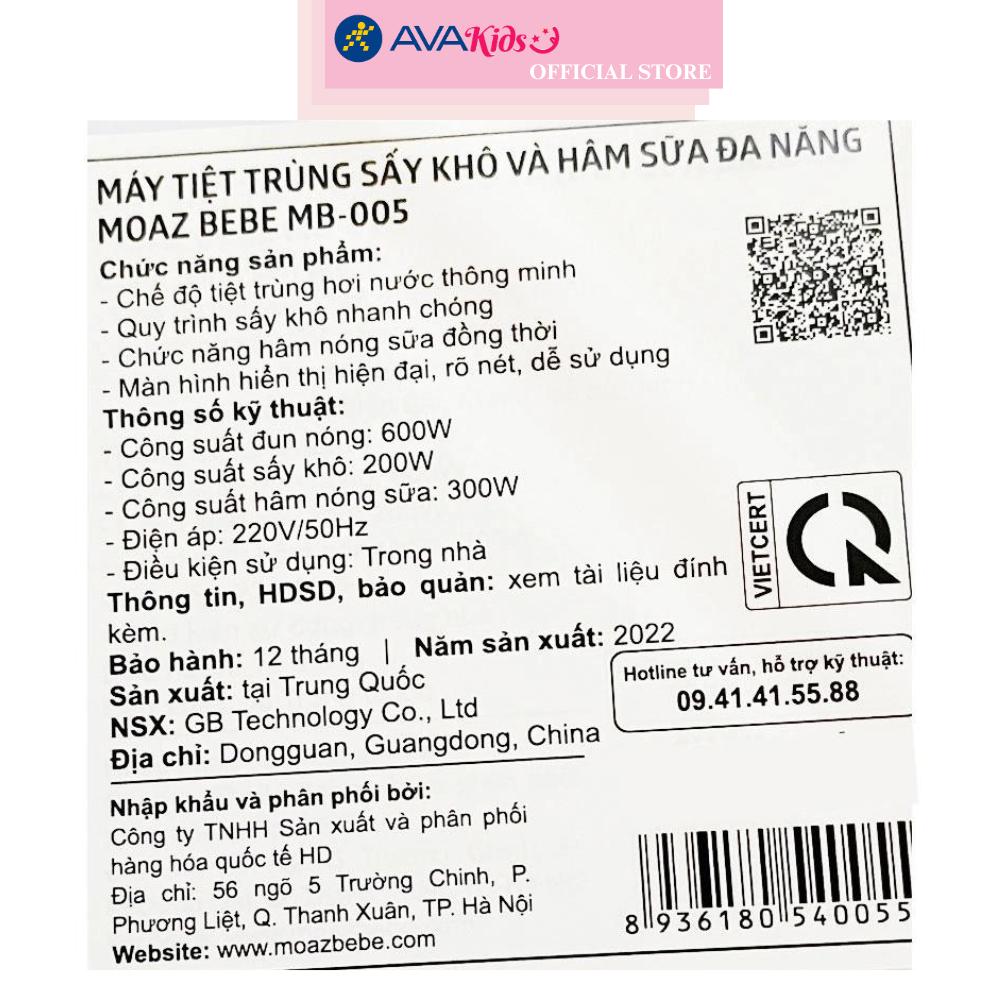 Máy tiệt trùng sấy khô và hâm sữa Moaz BéBé MB-005