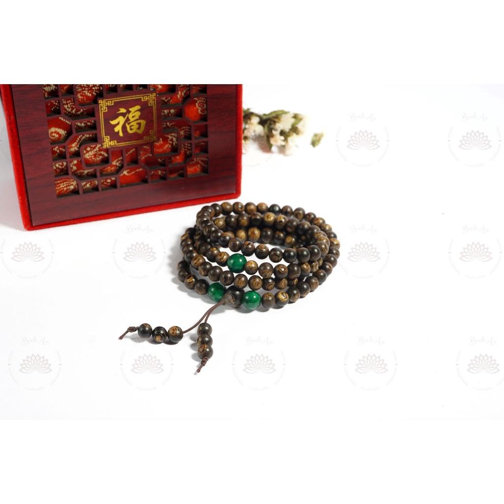 Vòng Tay Trầm Hương 108 Hạt Sánh Chìm Nước mix Charm - Chuỗi Tràng Hạt - Trầm Hương Tự Nhiên.