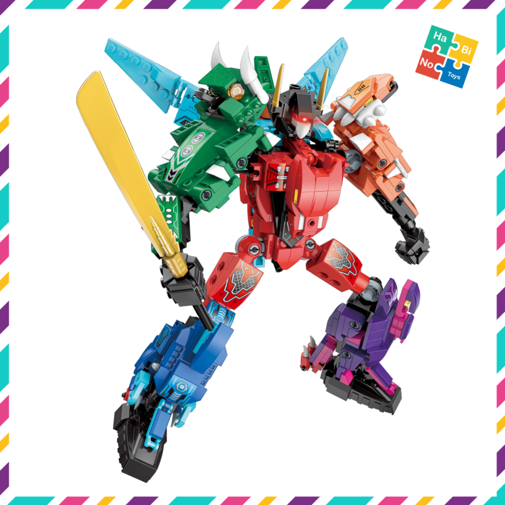 Lắp Ráp Qman 41105 Người Máy Khủng Long Robot Đồ Chơi Xếp Hình Mech Dinosaur 6 Trong 1 Gồm 521 Chi Tiết Cho Trẻ Từ 6 Tuổi