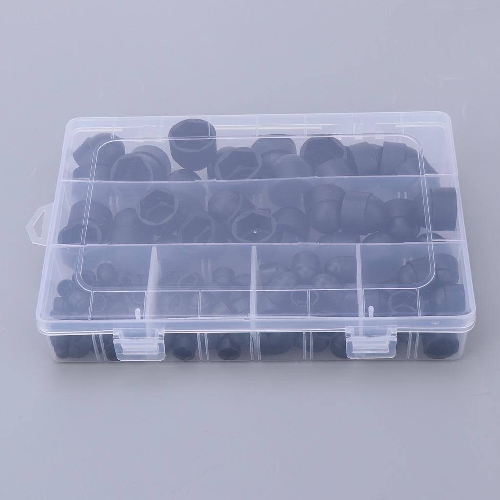 145 Pieces Protective Caps for Screws Hexagon Cover Cap for M 4 M5 M6 M8 M10 M12, Plastic Black Decorative Nut Cap