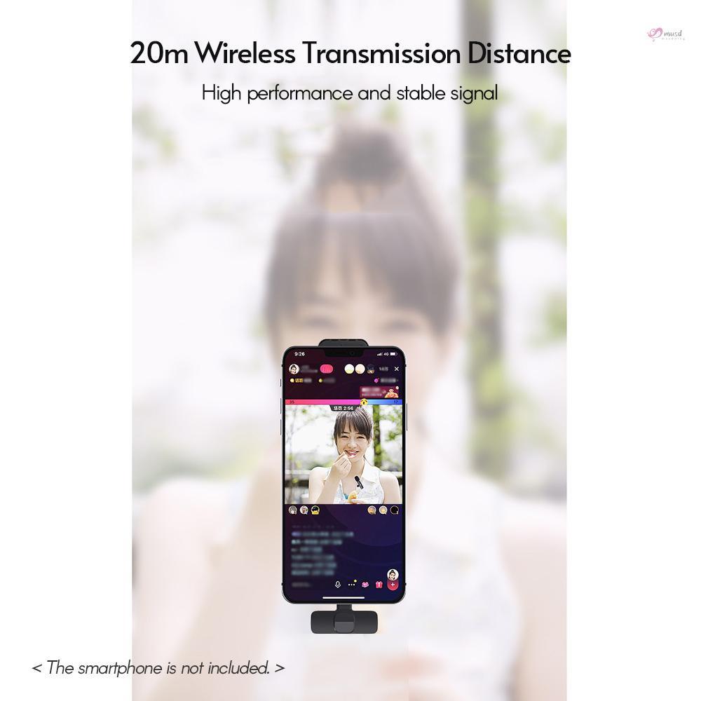 Hệ thống thu âm micro không dây mini dạng kẹp cổng Type-C cho điện thoại Android iOS