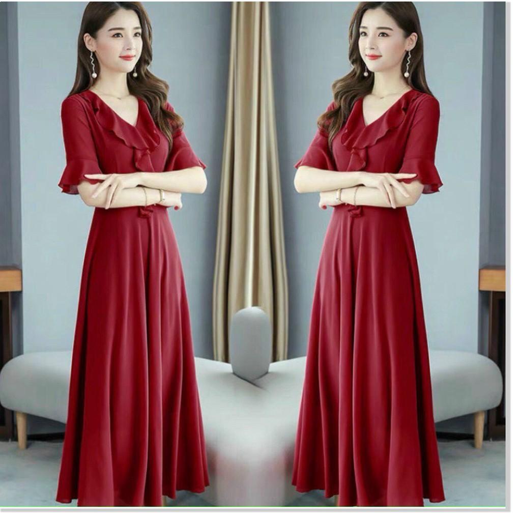 ĐẦM VOAN Ý,THIẾT KẾ HỌA TIẾT TRƠN NHƯNG KHÔNG KÉM PHẦN SANG TRỌNG LANA FASHION