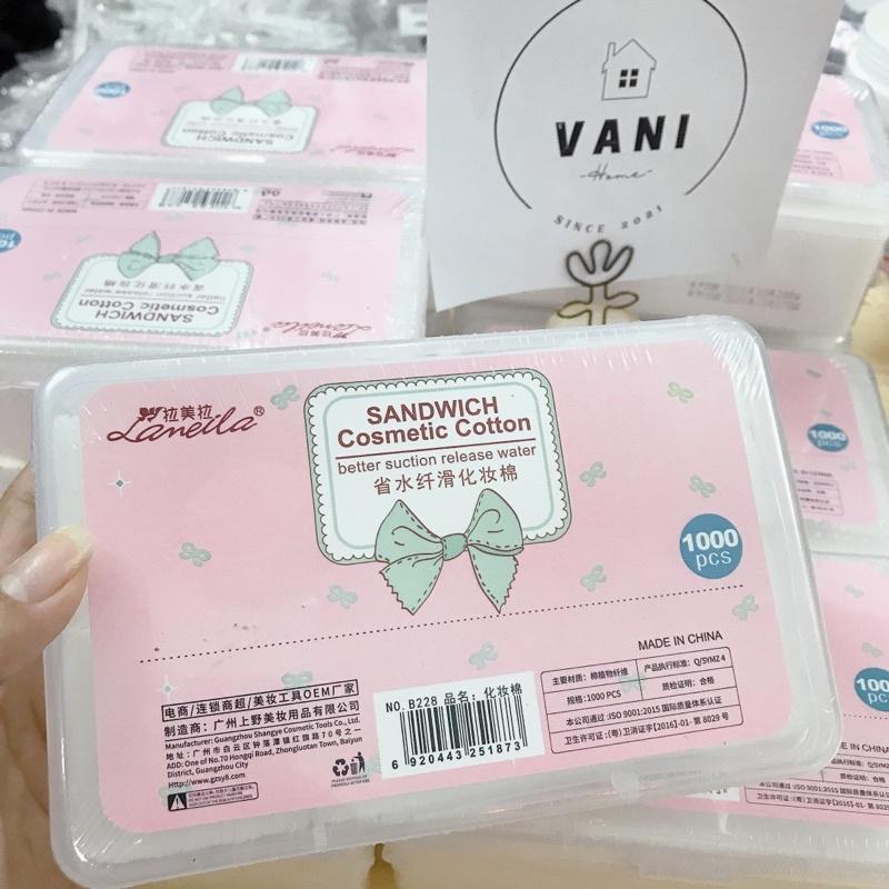 Bông tẩy trang cao cấp Laneila 1000 miếng có vỏ hộp xinh xắn  - Hộp 1000 bông tẩy trang, toner lau mặt