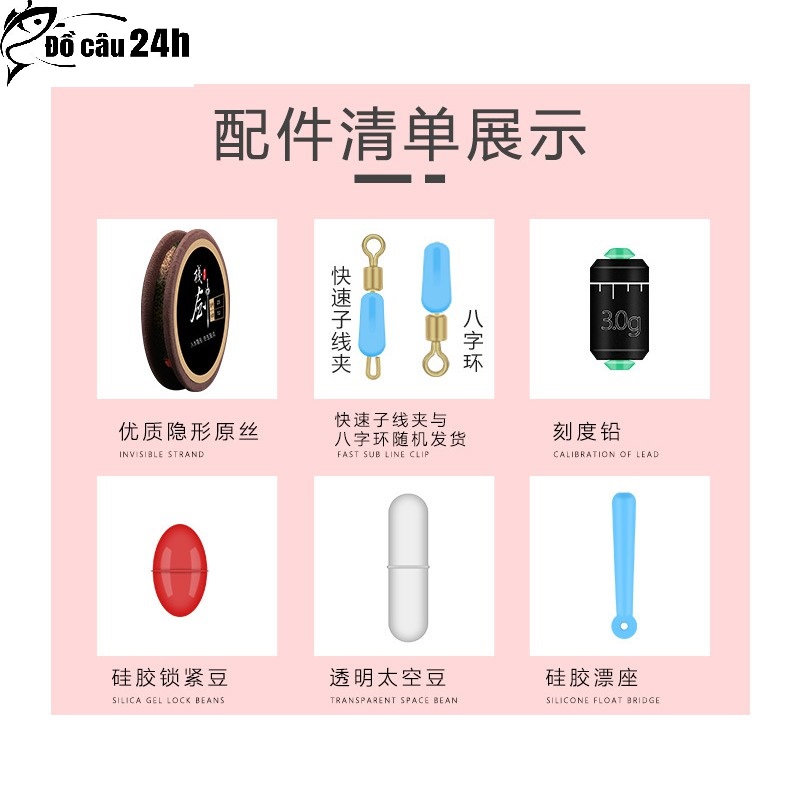 Trục Thẻo Cước Tàng Hình Dùng Cho Cần Câu Tay, Câu Đài Buộc Sẵn Đủ Kích Cỡ