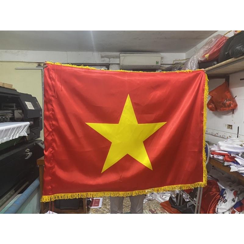 Cờ tổ quốc in 3D chuyển nhiệt may tua dua vàng