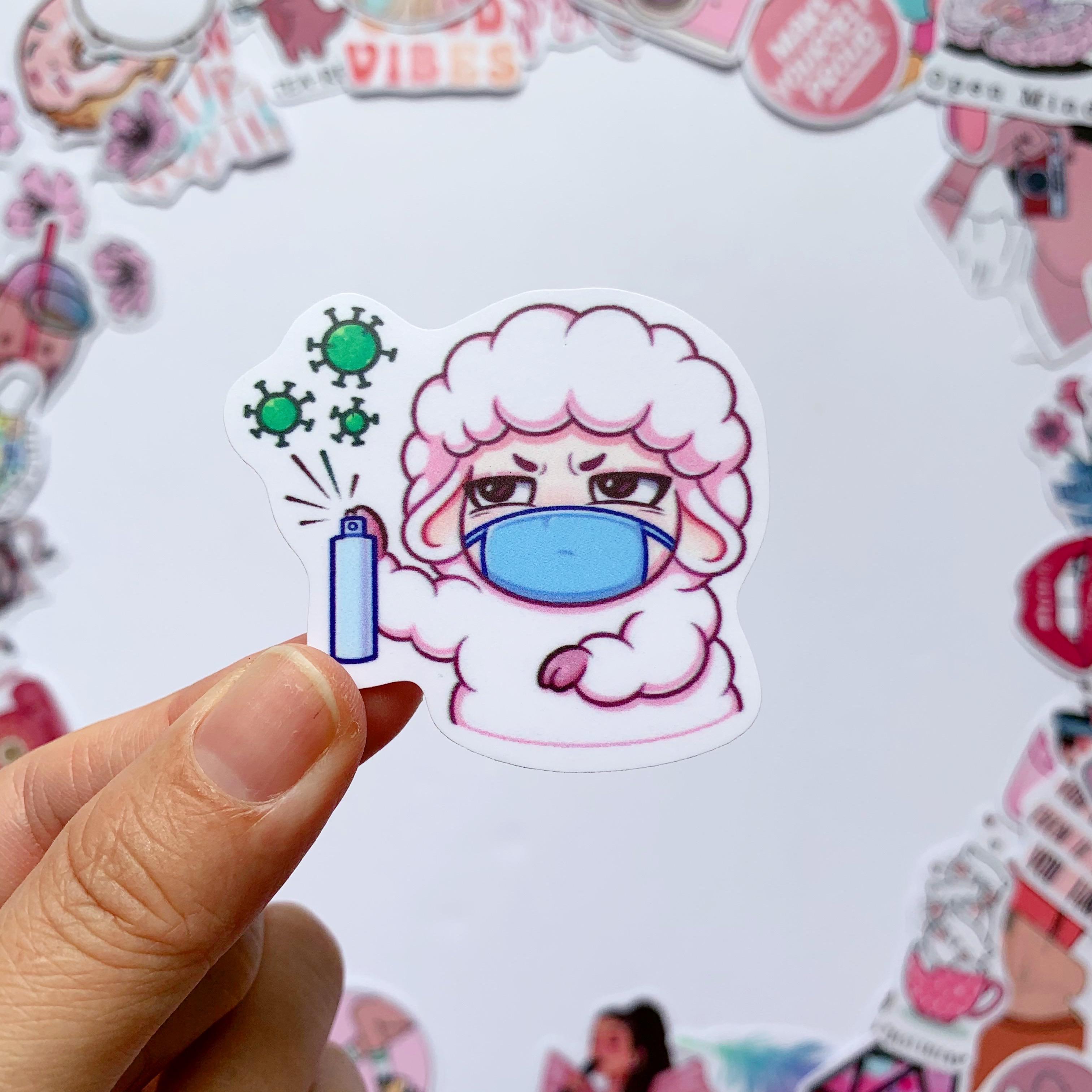 Sticker Dark Pink Màu Hồng Tối Ngẫu Nhiên Chất Lượng Cao Chống Nước