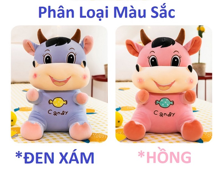 Gấu Bông Gối Ôm 2T Trâu Candy Dễ Thương Vải Nhung Co Giãn