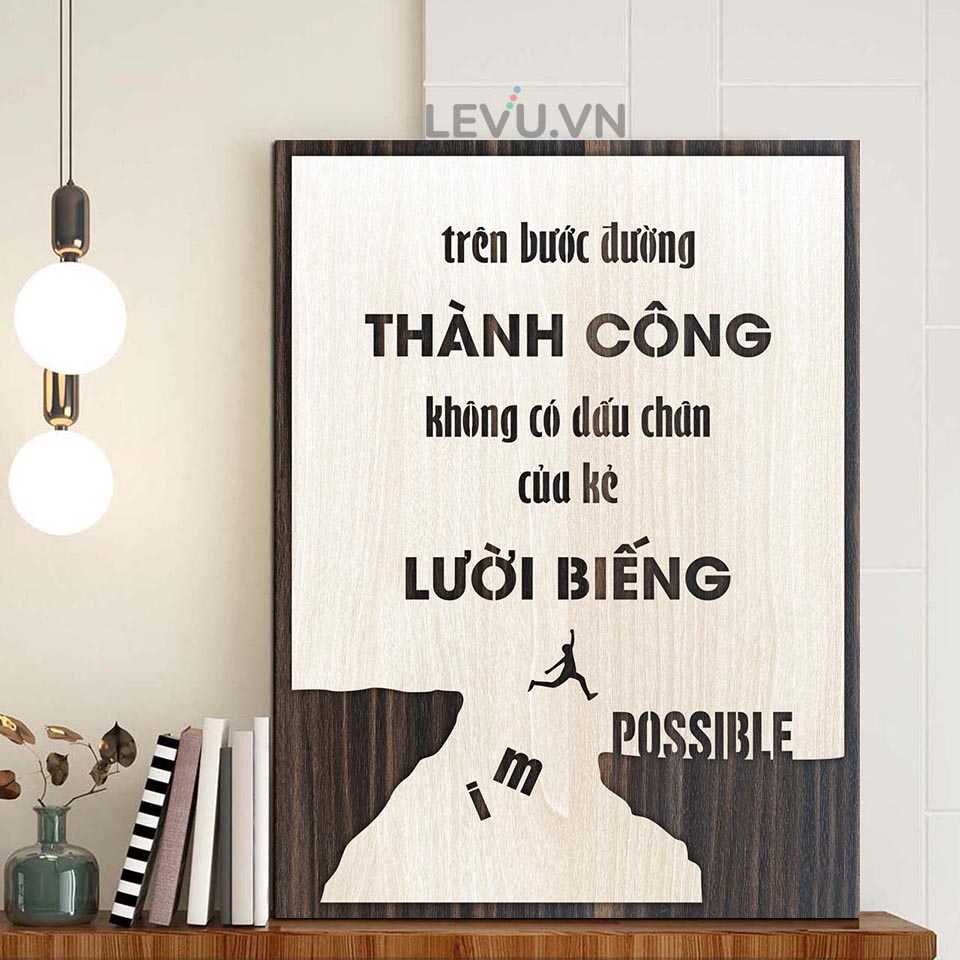 Tranh treo tường tạo động lực handmade TBIG013 trang trí văn phòng "Trên bước đường thành công không có dấu chân của kẻ lười biếng"