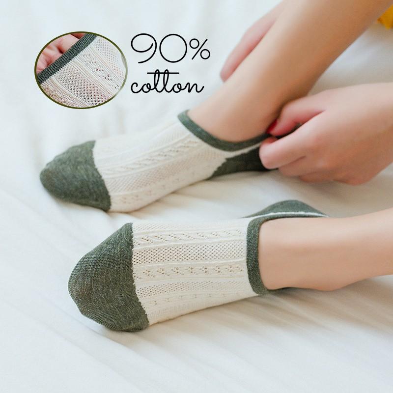 Vớ Nữ Cổ Ngắn Cotton Cao Cấp Họa Tiết, Tất Cổ Ngắn nữ thoáng mát, êm chân, khử mùi hiệu quả - NUCN-CC-02