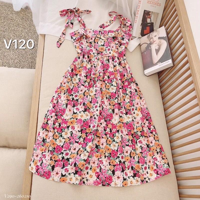 v29 váy hoa 2 dây cho con bú