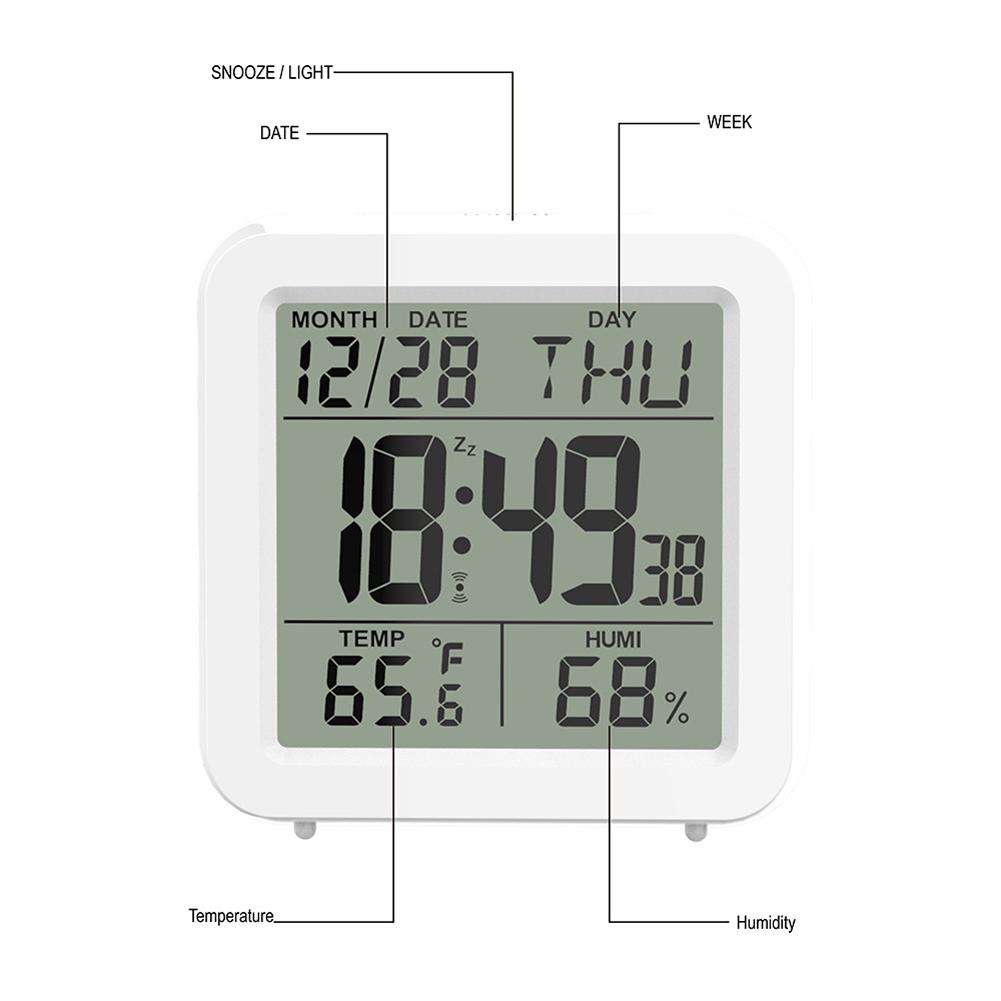 Indoor Large Screen Digital LCD Display Temperature and Humidity Meter Bedroom Watch Calendar Alarm Clock Thermometer