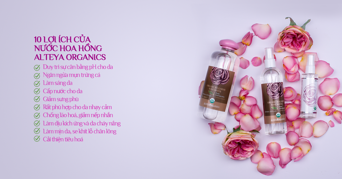 Nước Hoa Hồng Bulgaria Hữu Cơ (Rosa Damascena) Organic Bulgarian Rose Water Alteya Organics ORW06P (100ml)