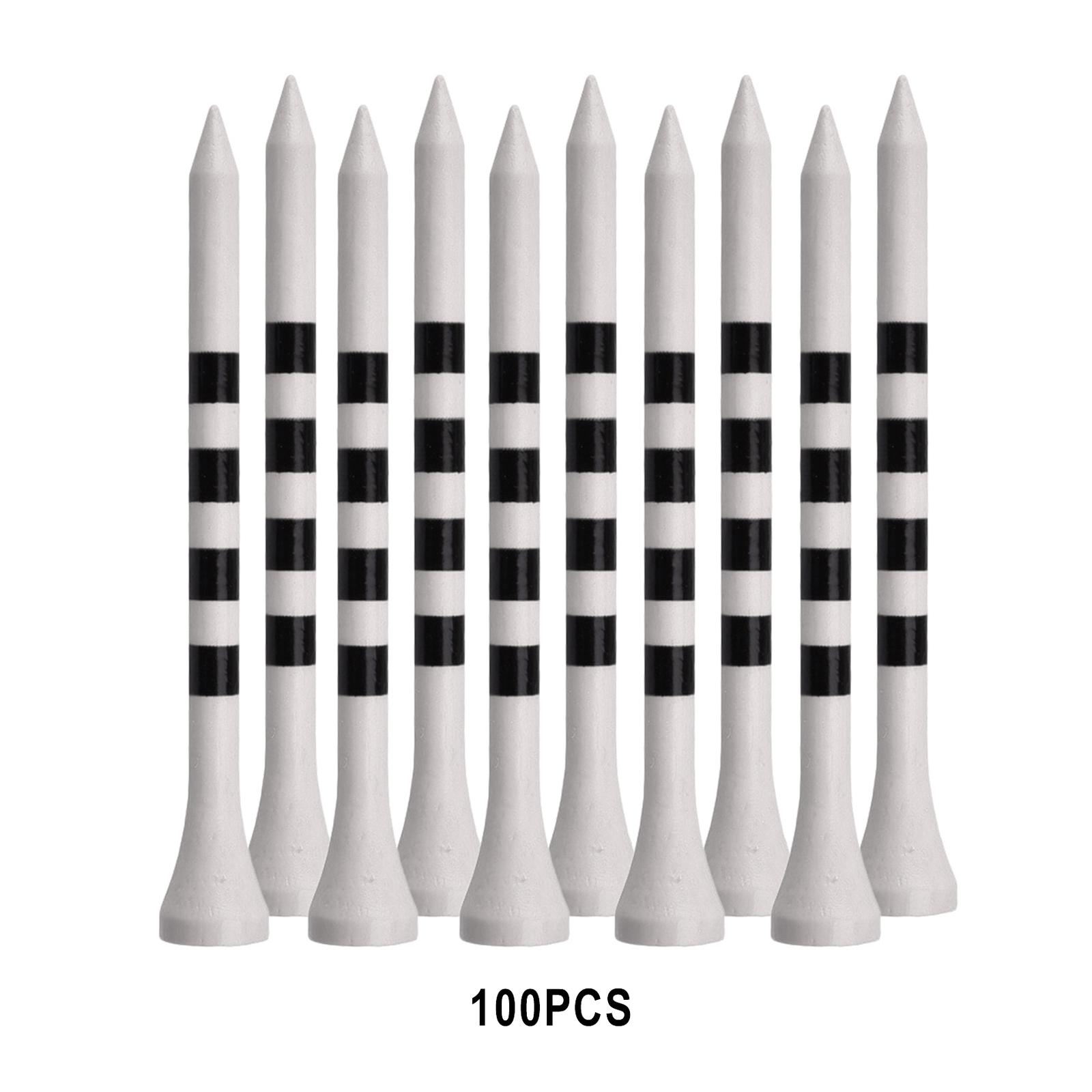 Set of 100 Bamboo Golf Tees Long Durable High Performance 70mm White