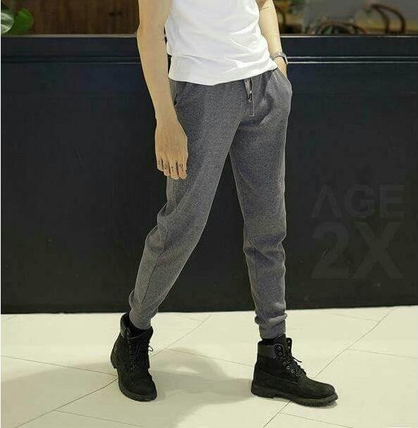 Quần jogger nam trơn bo gấu thun nỉ