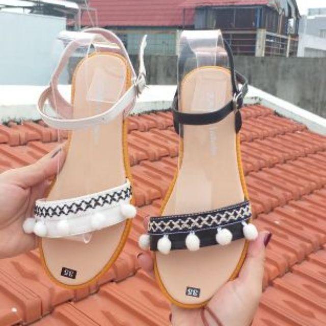 Dép Sandal phối Thổ Cẩm Boho Vintage