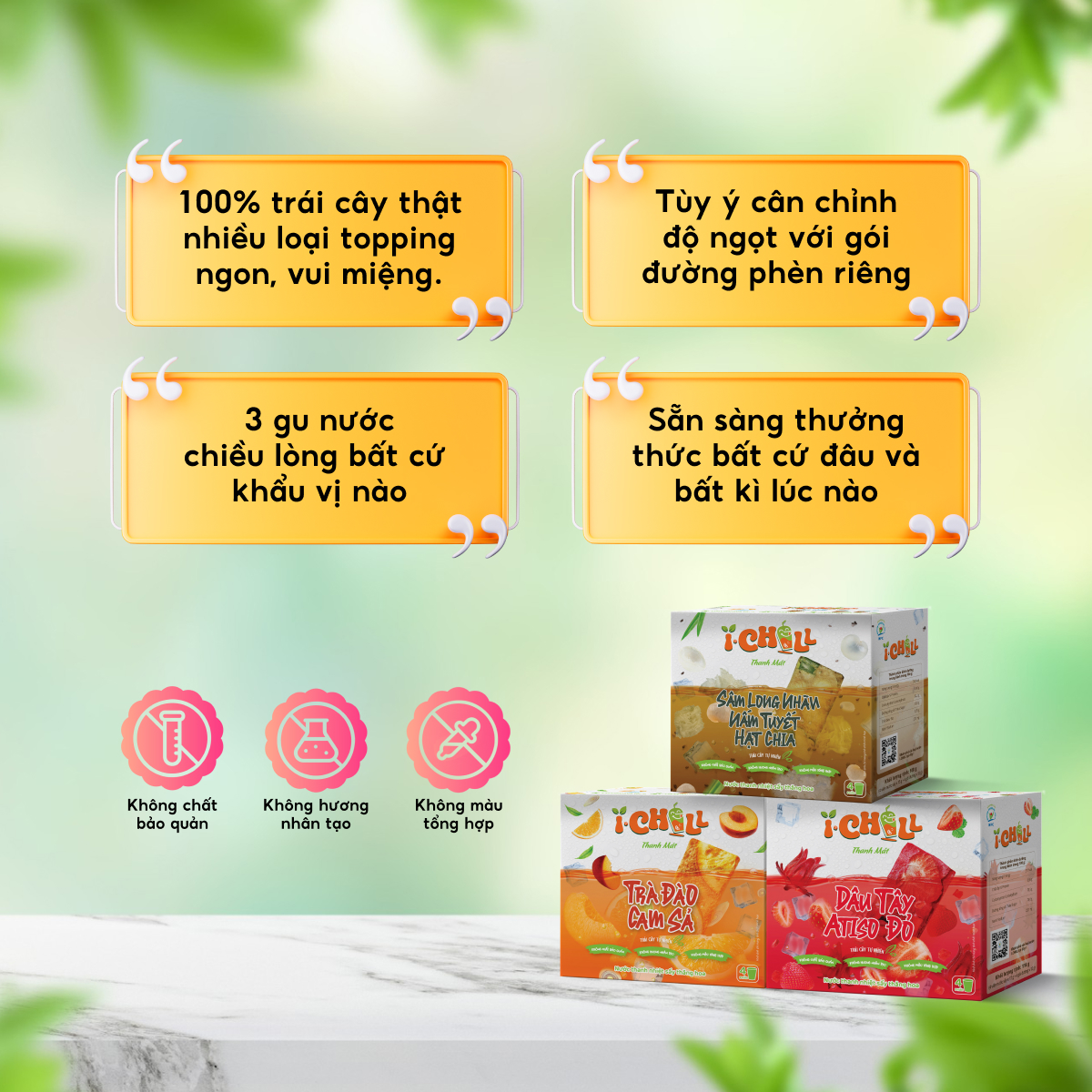iChill Dâu Tây Atiso Đỏ Nước Thanh Nhiệt Sấy Thăng Hoa Từ Trái Cây Tự Nhiên 4 Gói X Hộp, Không Chất Bảo Quản, ISO 22000, HACCP, BRC