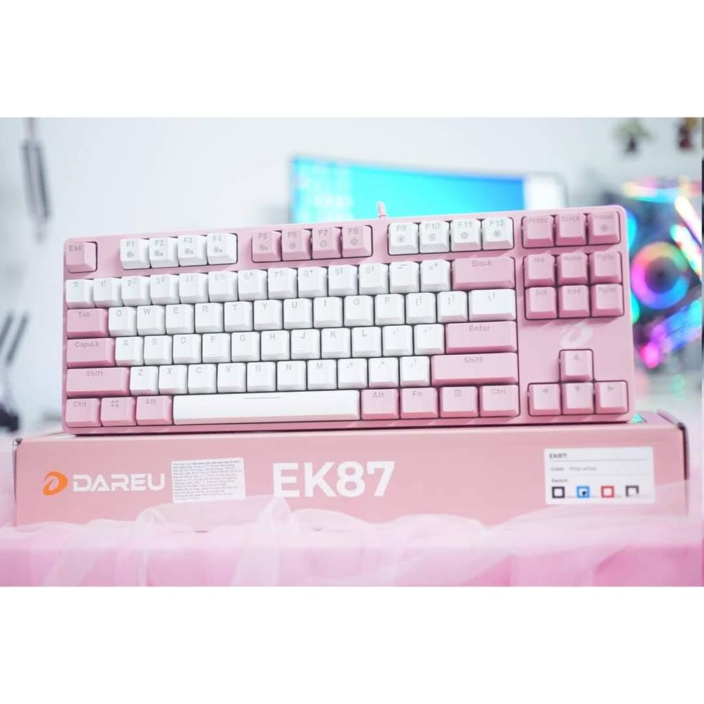 Bàn phím cơ DareU EK87 Pink White