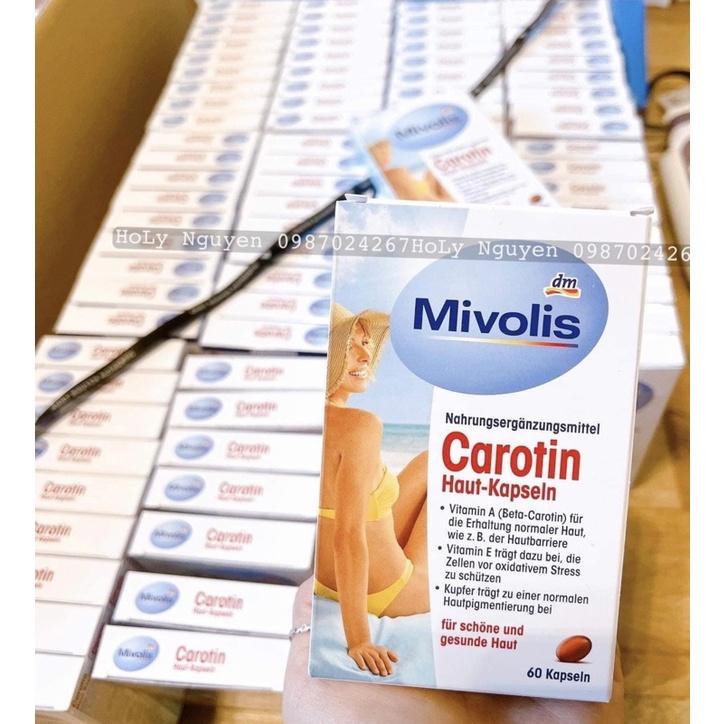Viên Uống Chống Nắng Mivolis Carotin Haut-Kapseln, Chống Tia Cực Tím, UV, Vitamin E, Tăng Độ Ẩm, Giúp Da Đẹp, Nhập Đức