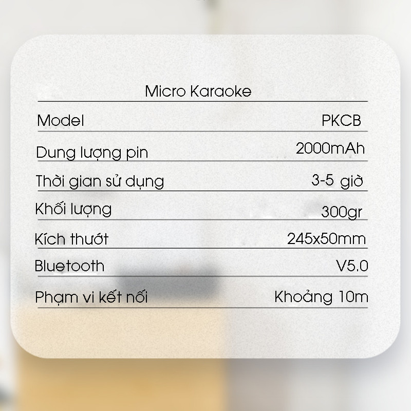 Micro Karaoke Không Dây Kiêm Loa Bluetooth PKCB - Hàng Chính Hãng