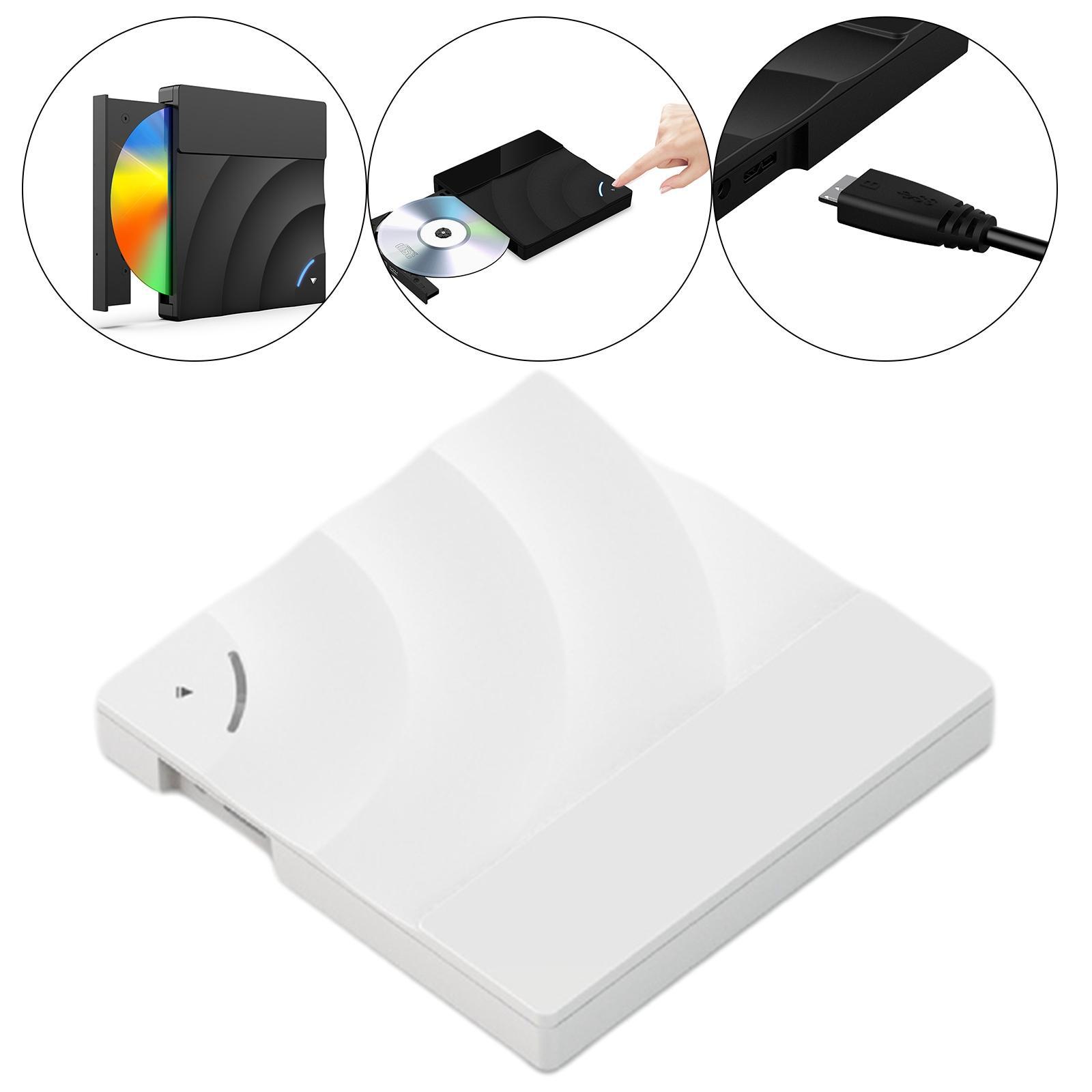 Portable External   Rw Drive USB 3.0 Optical Drive PC for Windows  White