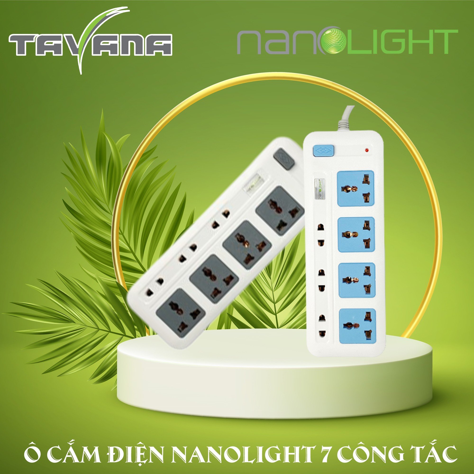 Ổ Cắm Điện Nanolight 7 lỗ 1 công tắc PS-01