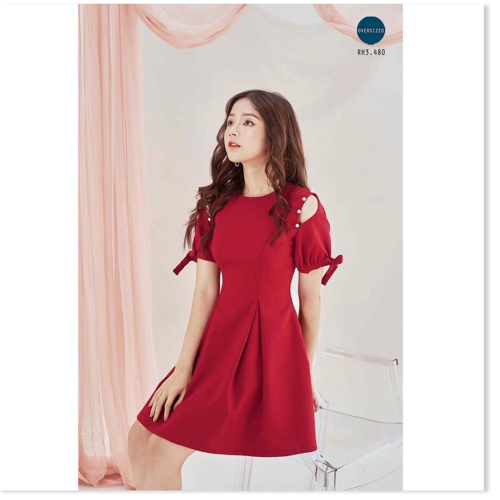 Đầm xòe rớt vai - kết cườm - dịu dàng