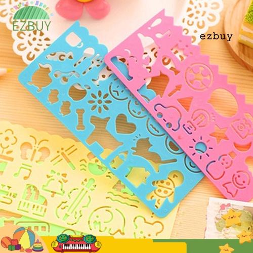 EY-4Pcs Cute Kids Graphics And Symbols Drawing Template Stencil Ruler Stationery