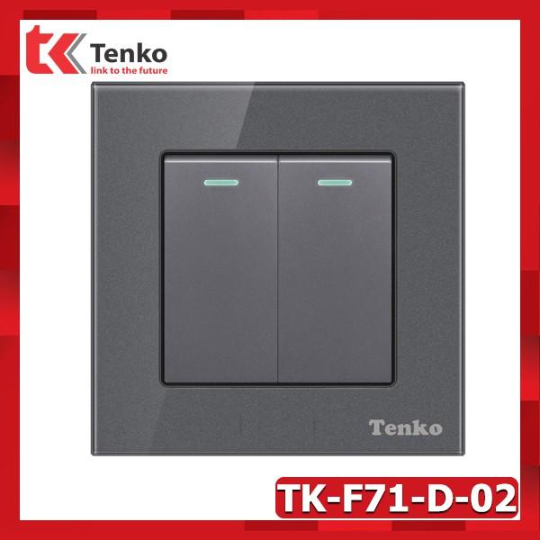 Công tắc Vuông 2 Hạt Mặt Kính Cường Lực Cao Cấp Tenko TK-F71-D-02 Full Color